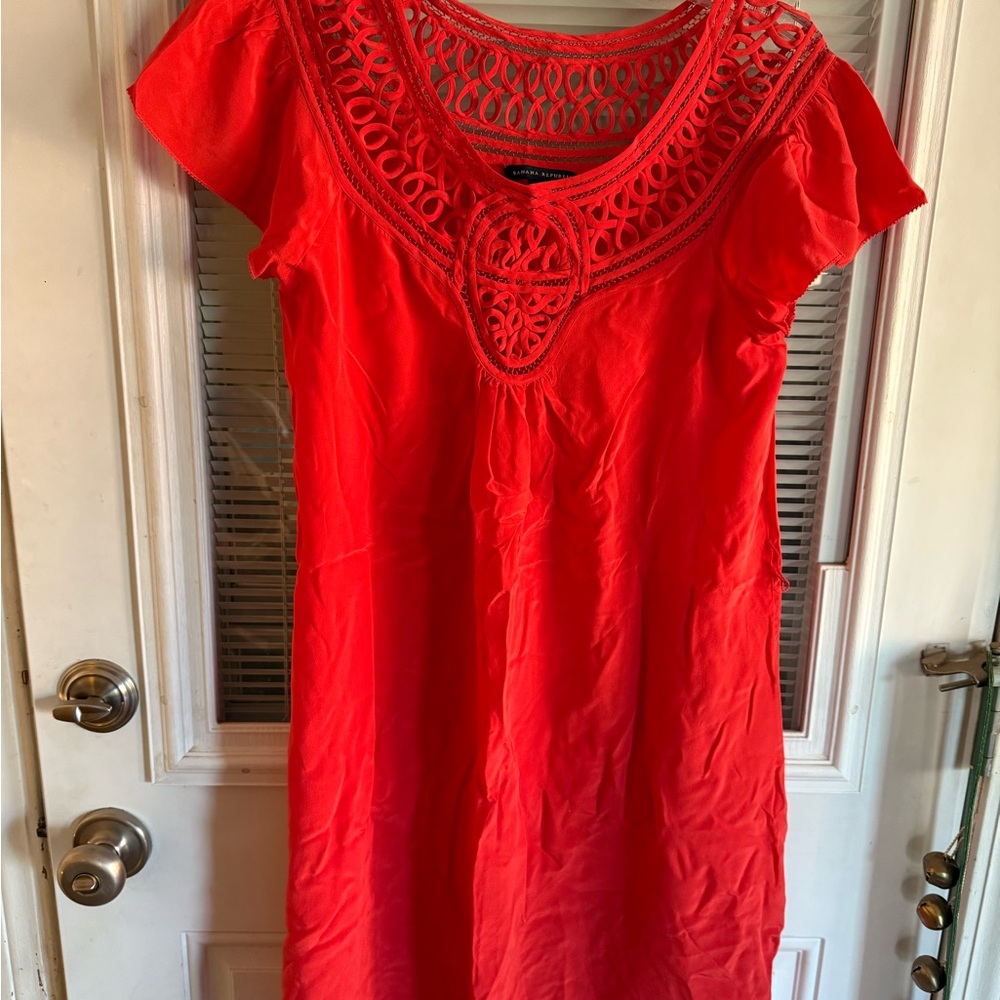 Banana Republic Scarlet Crochet Detail Dress Lightweight Short Silky